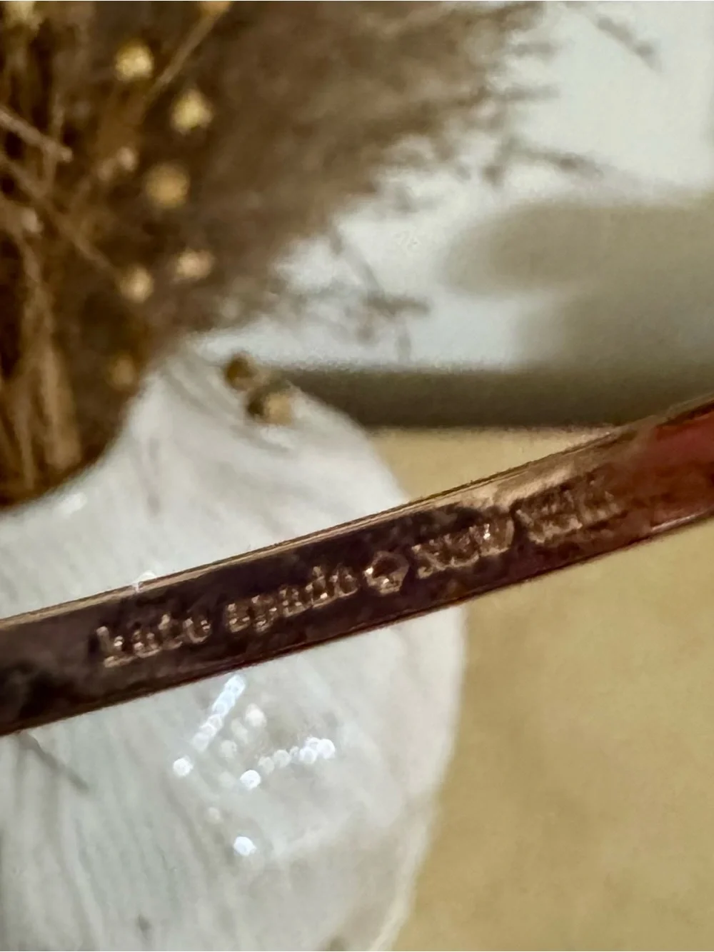 kate spade Love Notes Hinged Gold Bow Bangle Bracelet with Crystal Accents